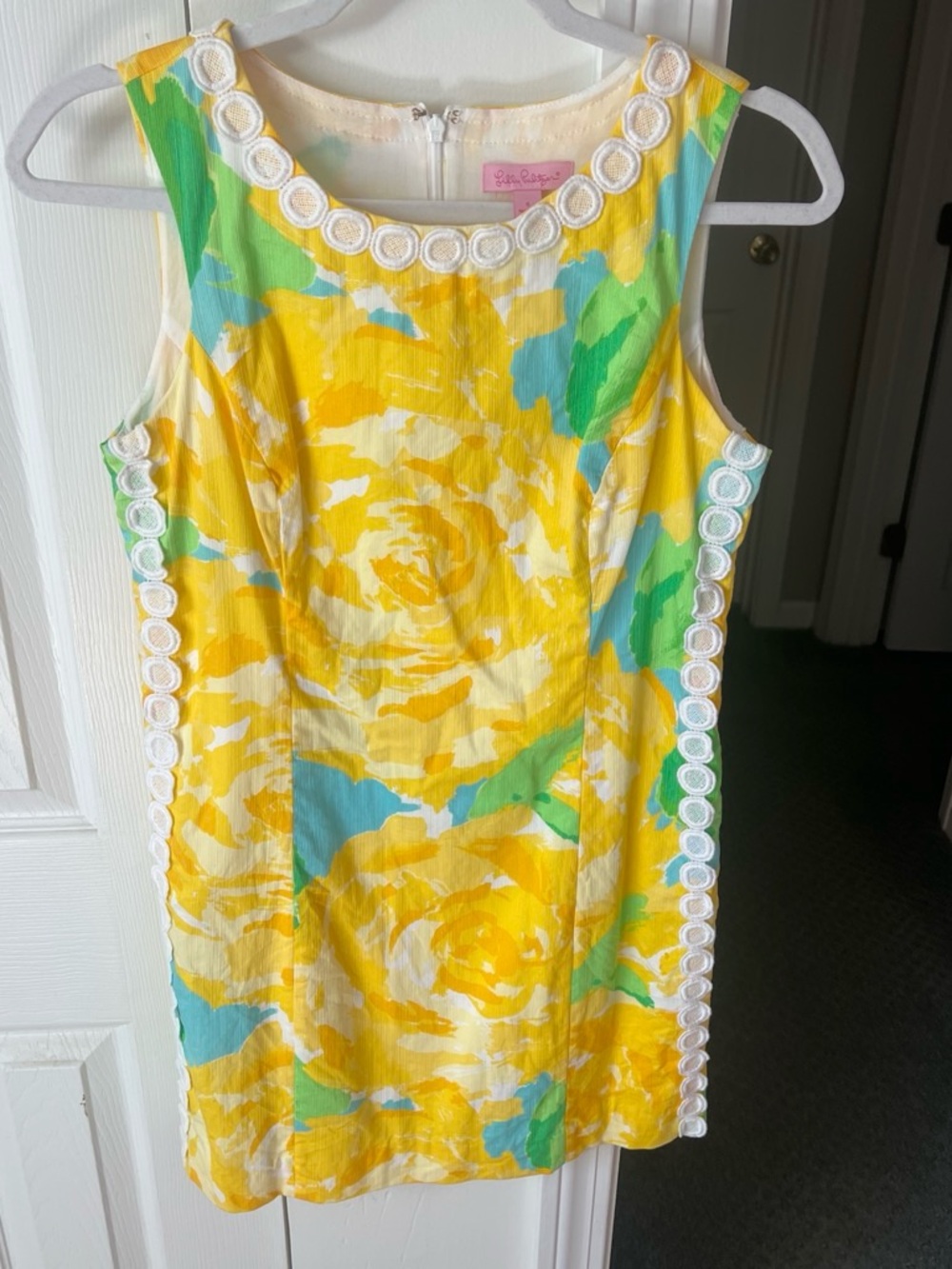 Lilly Pulitzer Yellow Green Blue Floral Sleeveless Shift Dress